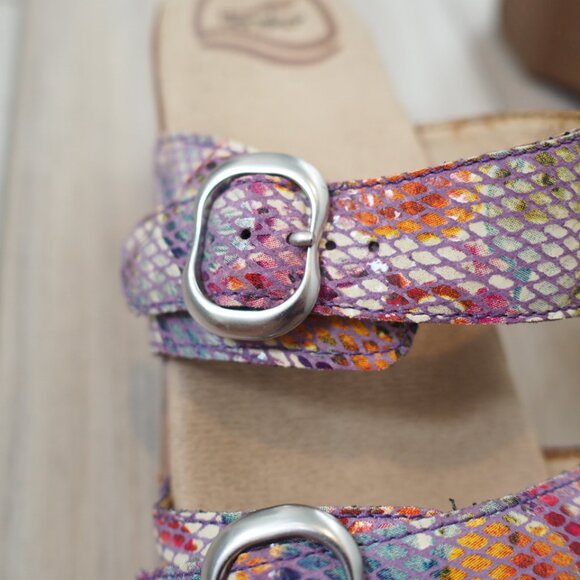 Dansko Sophie Women's Colorful Buckle Floral Snakeskin Sandals Size 37 US 6.5 - Picture 10 of 14